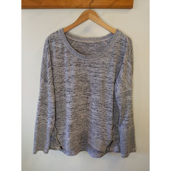 ATHLETA Gray Heather Sweatshirt Side Zip Long Sleeve Athletic Casual Comfortable - Picture 1 of 8